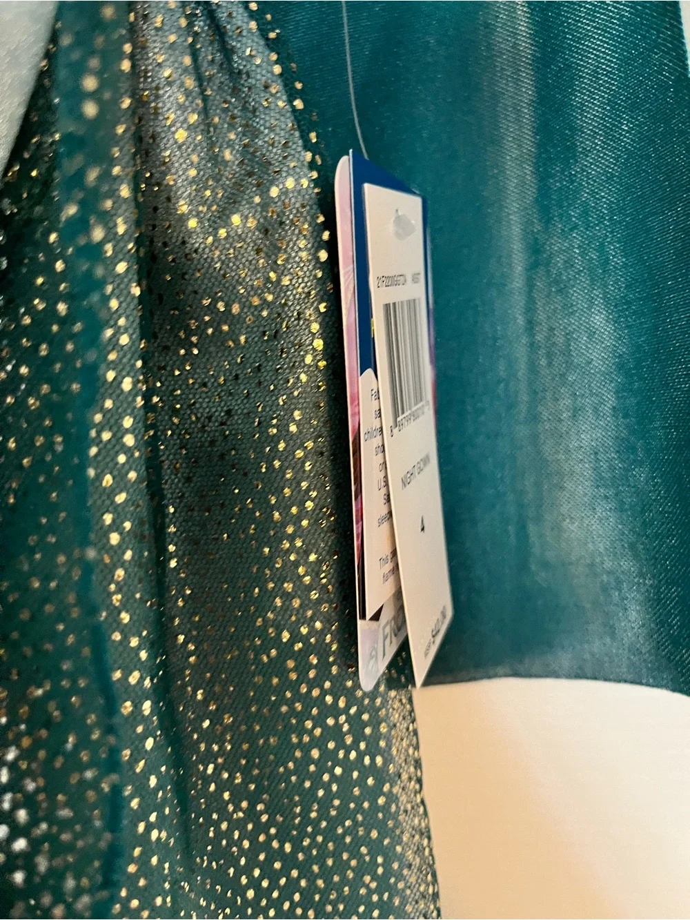 Girls Teal Princess sleep dress - Picture 3 of 4